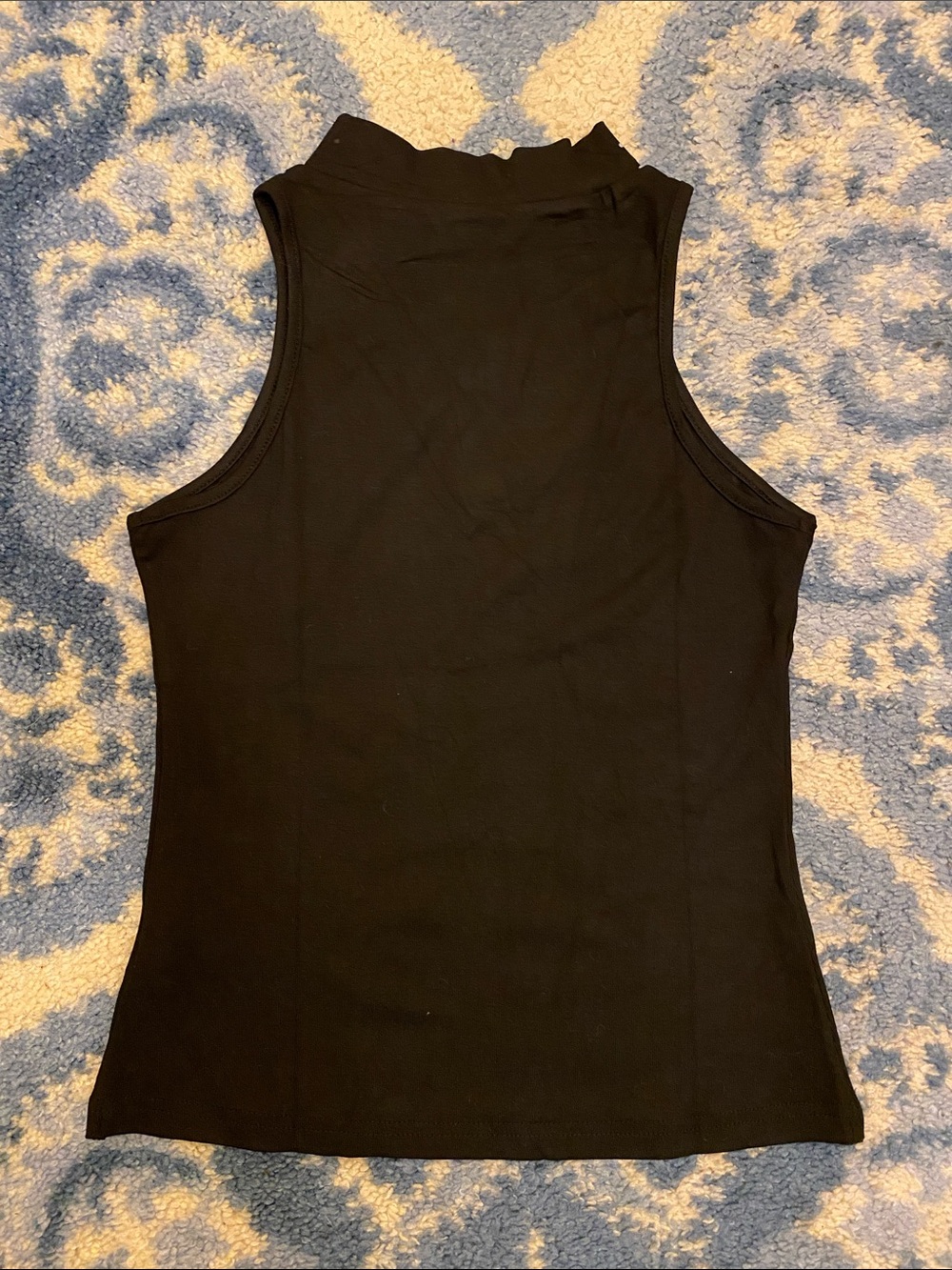 Black Sleeveless Studded Mock Neck Tank with Front Zip - Picture 2 of 2